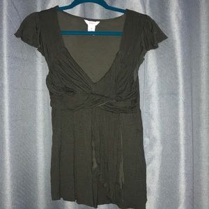 Babydoll style tee-shirt dark grn w/ Blk stripes